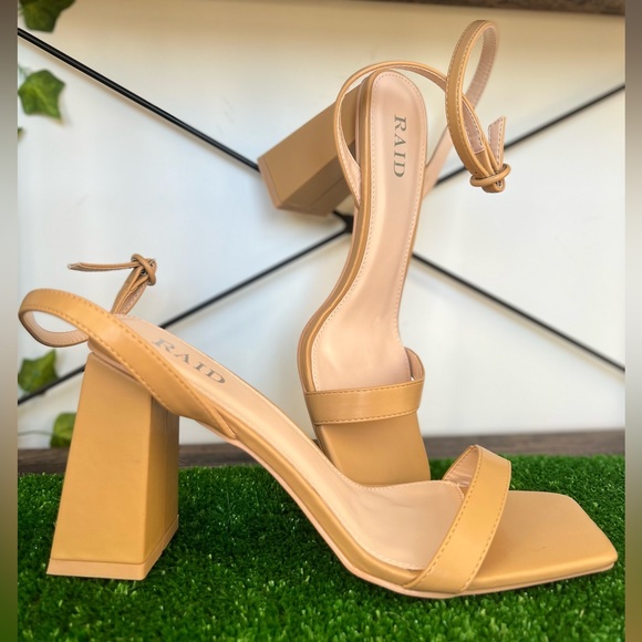 Elegant square toe, square heel, ankle strap sandal - Picture 1 of 5